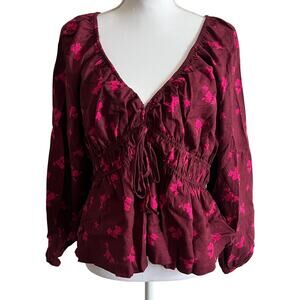 Universal Thread Women's Floral Puff Long Sleeve Blouse - Size XS - NWT